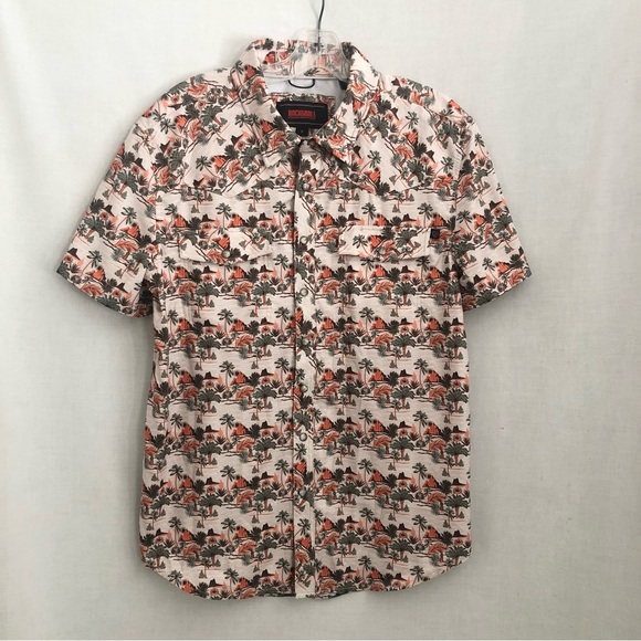 Rock & Roll Denim Snap Shirt Tropical Men's Small NWT - Picture 2 of 12